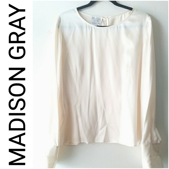 Madison Gray Tops - MADISON GRAY SILK BLOUSE - CREAM
